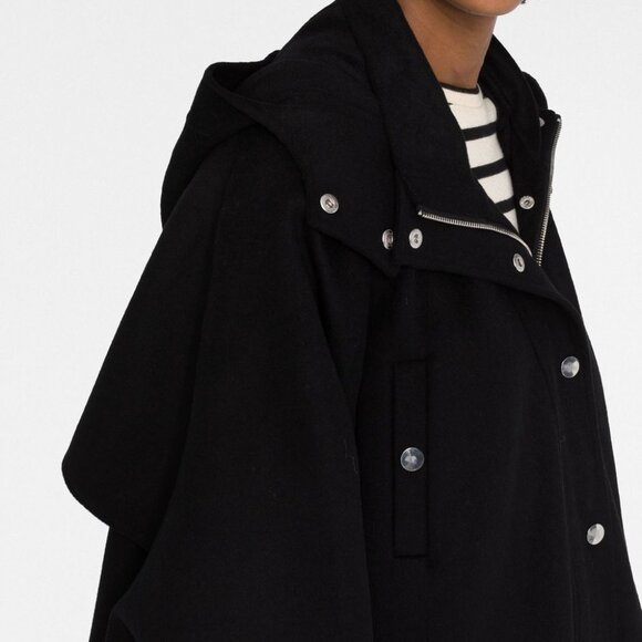 Maje Gape Oversized Hooded woven Coat - Picture 3 of 14